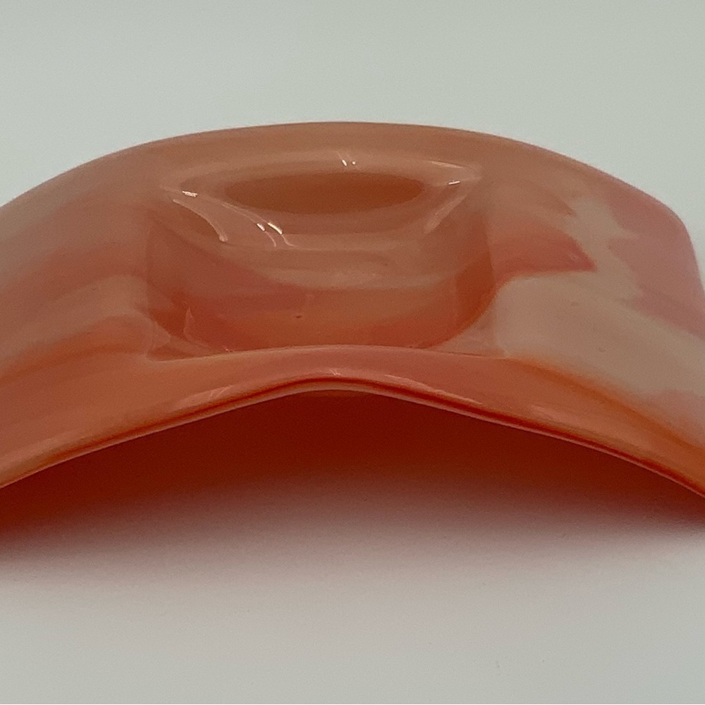 Retro Orange & Cream Swirl Fused Art Glass Arched Trinket Dish - Picture 2 of 6